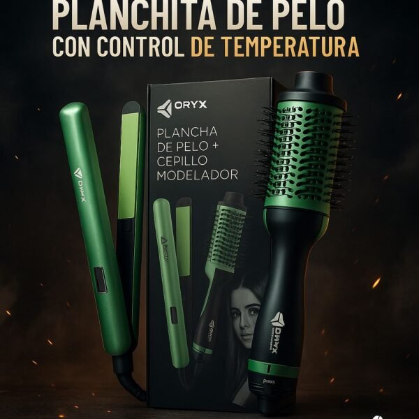 PLANCHA DE PELO + CEPILLO MODELADOR