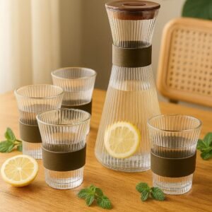 SET JARRA CON 6 VASOS DE VIDRIO